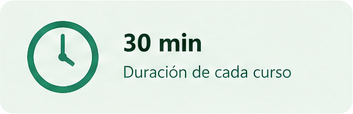 Duración de 30 minutos por curso