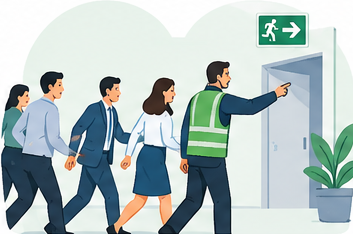 Ilustración del curso Evacuación y autoprotección en oficinas